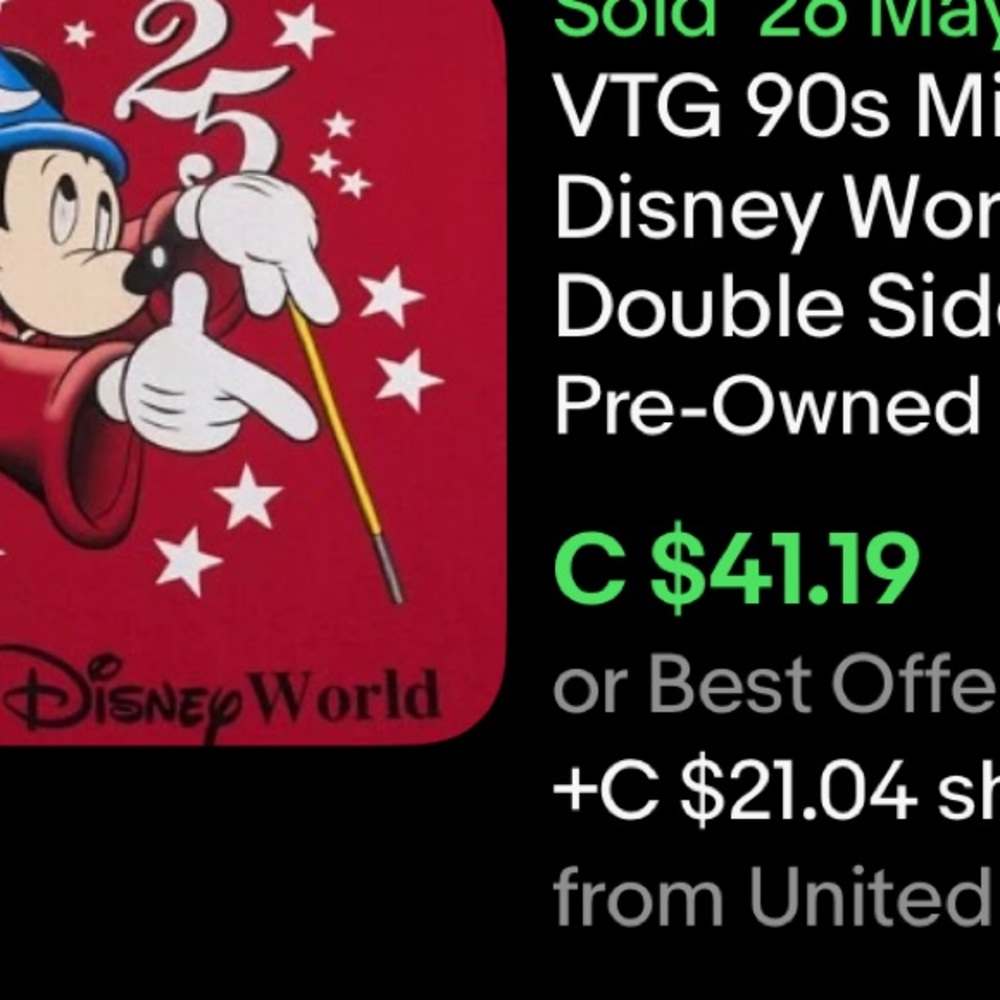 Vintage Mickey Mouse 25 Years T-Shirt / Walt Disney World / Large / 90s - Picture 7 of 7